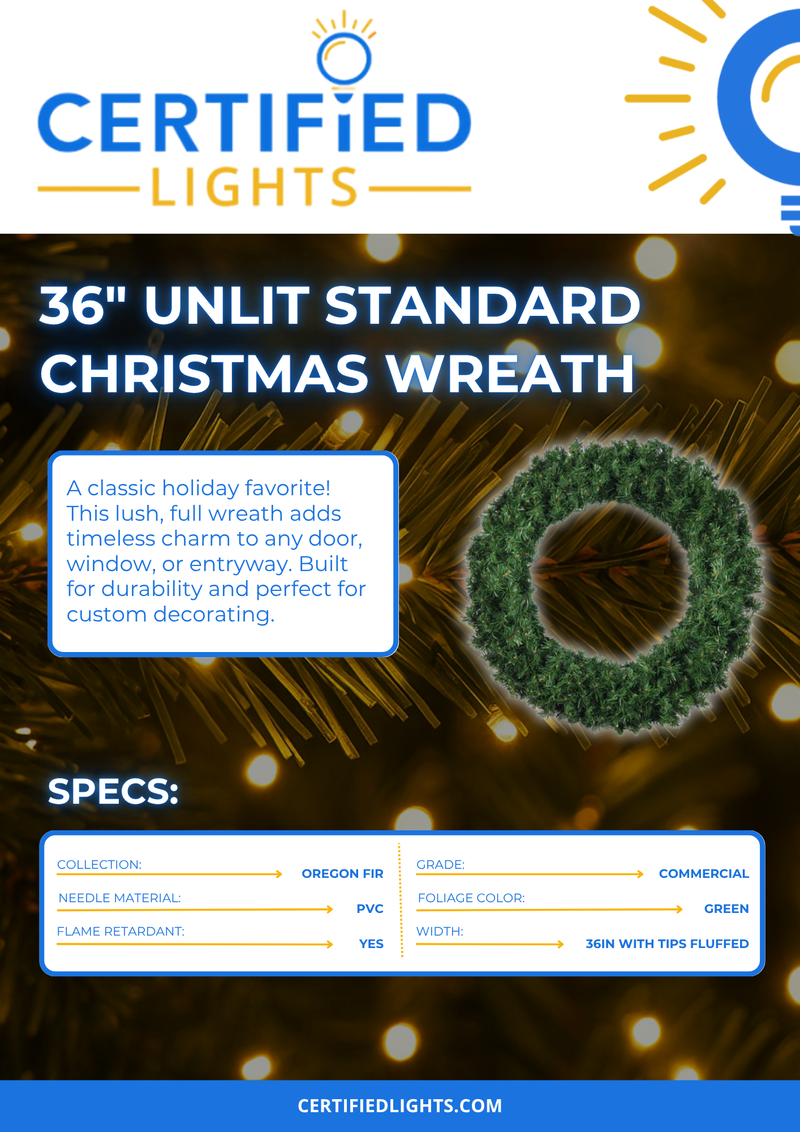 36" Unlit Standard Christmas Wreath