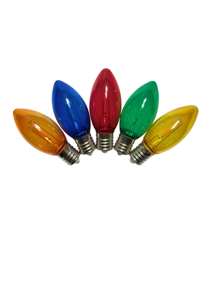 C9 Multi-Color LED Plastic Filament Bulbs, Shatterproof - 25 Pack
