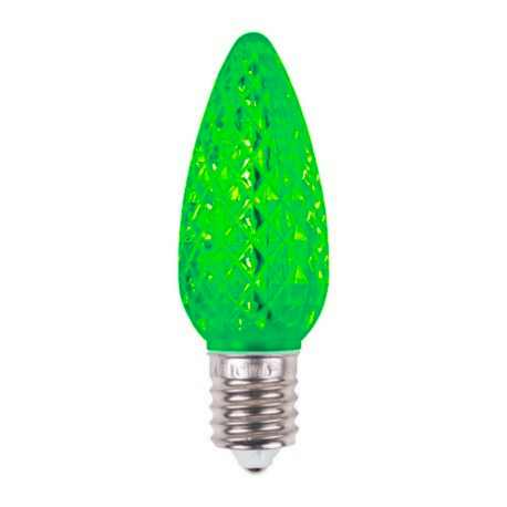 V2 C9 Faceted LED Green SMD Bulbs - Pack of 25