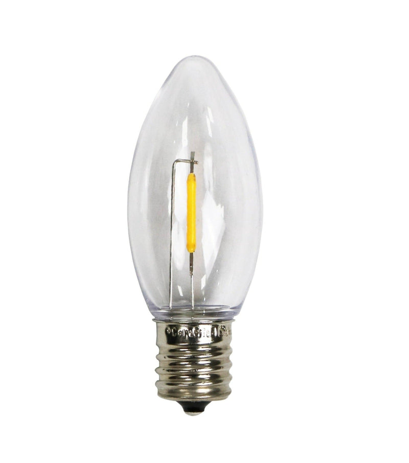 "Classic" C9 Warm White LED Plastic Filament Bulbs, Shatterproof - 25 Pack