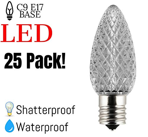 C9 Faceted LED "Pure White" SMD Bulbs - Pack of 25 Bulbs