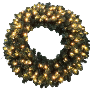 Ultra Bright 36" Pre-Lit Premium Oregon Fir Wreath, 150 Lights & 260 Tips