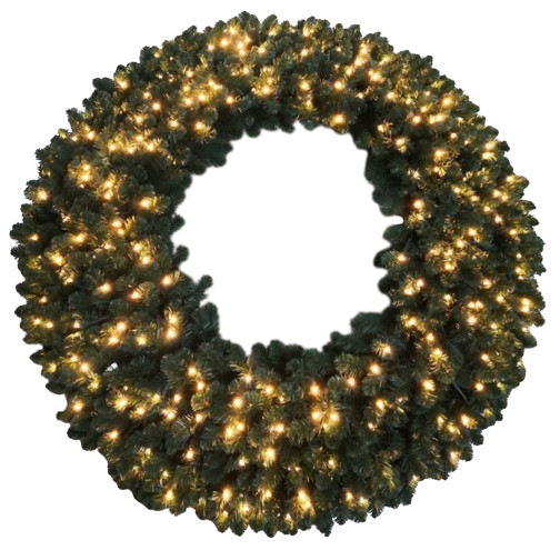 Standard 60" Pre-Lit Oregon Fir Wreath, 300 Lights & 612 Tips