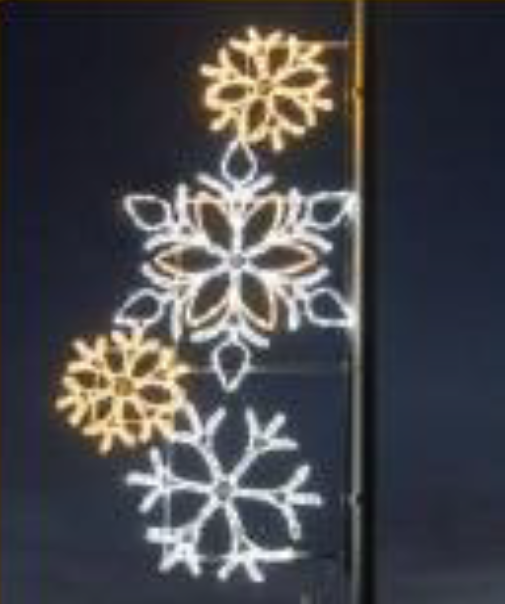 6ft White Snowflakes Mount Pole