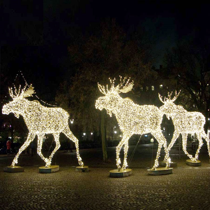 12ft Giant Pre-Lit LED Moose - Warm White (Set of 3)