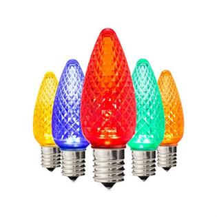 C9 Faceted LED Multi Color SMD Bulbs - 25 Pack